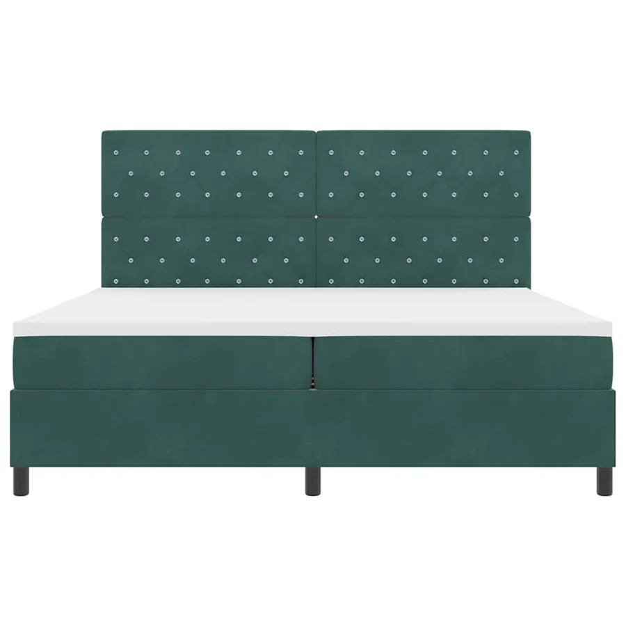Lit à ressort LED avec matelas Vert foncé 200 x 200 cm Velours - 7