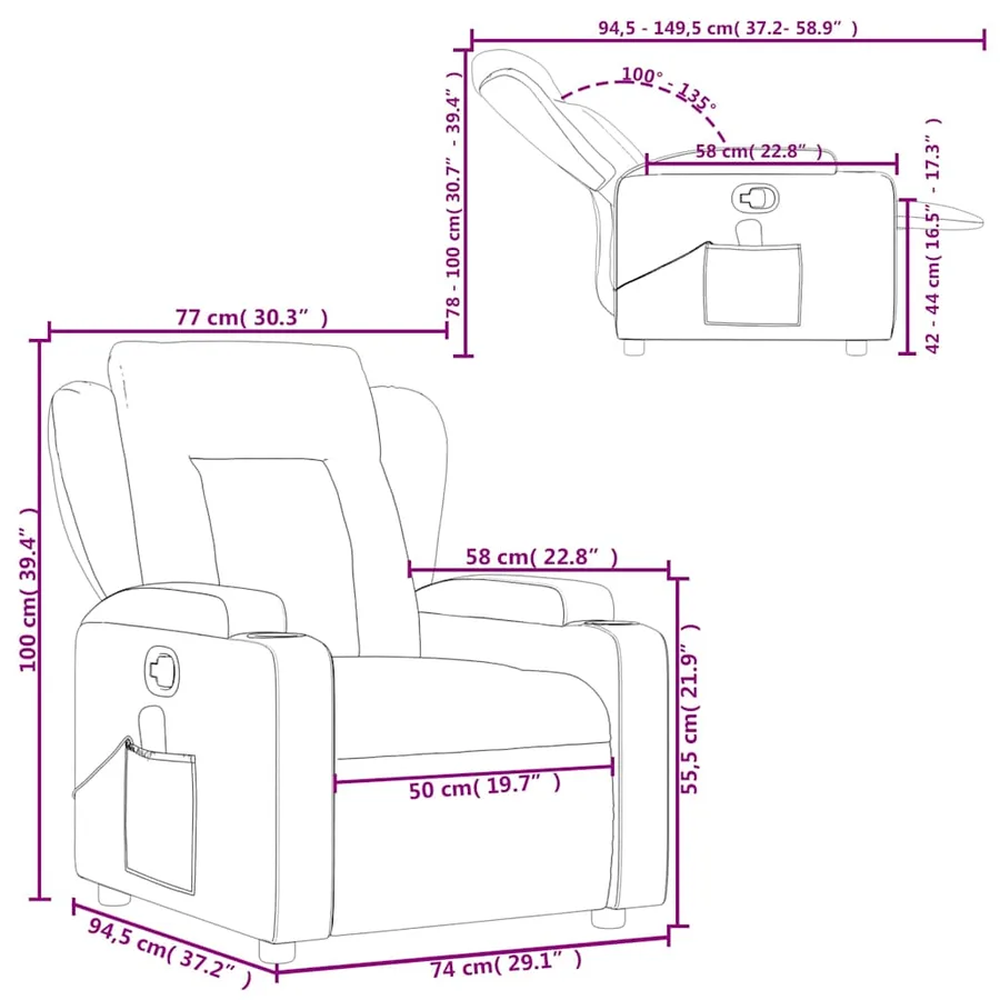 Fauteuil de massage inclinable Noir Similicuir - 14