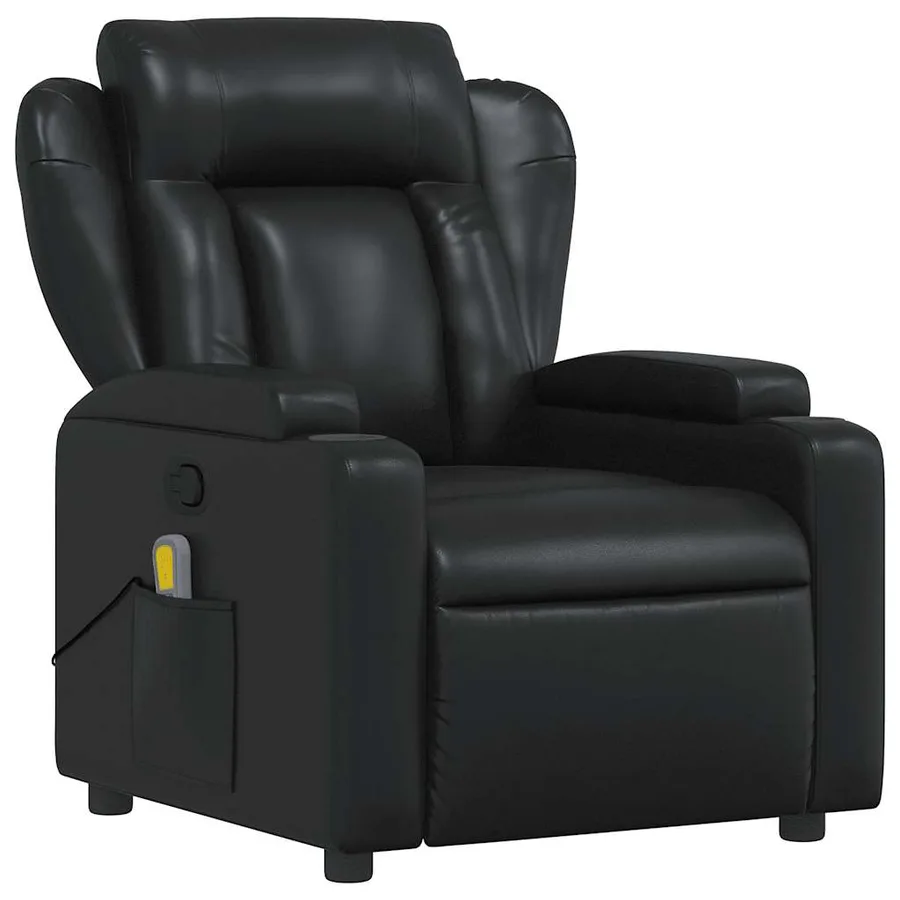 Fauteuil de massage inclinable Noir Similicuir - 4