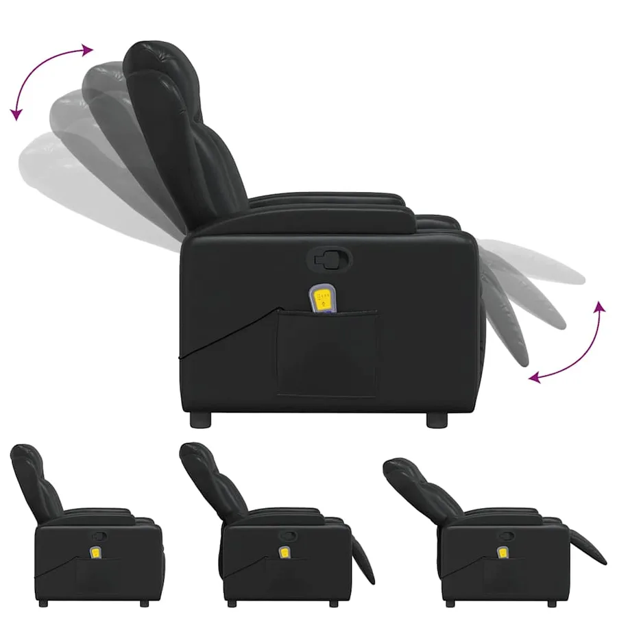 Fauteuil de massage inclinable Noir Similicuir - 8