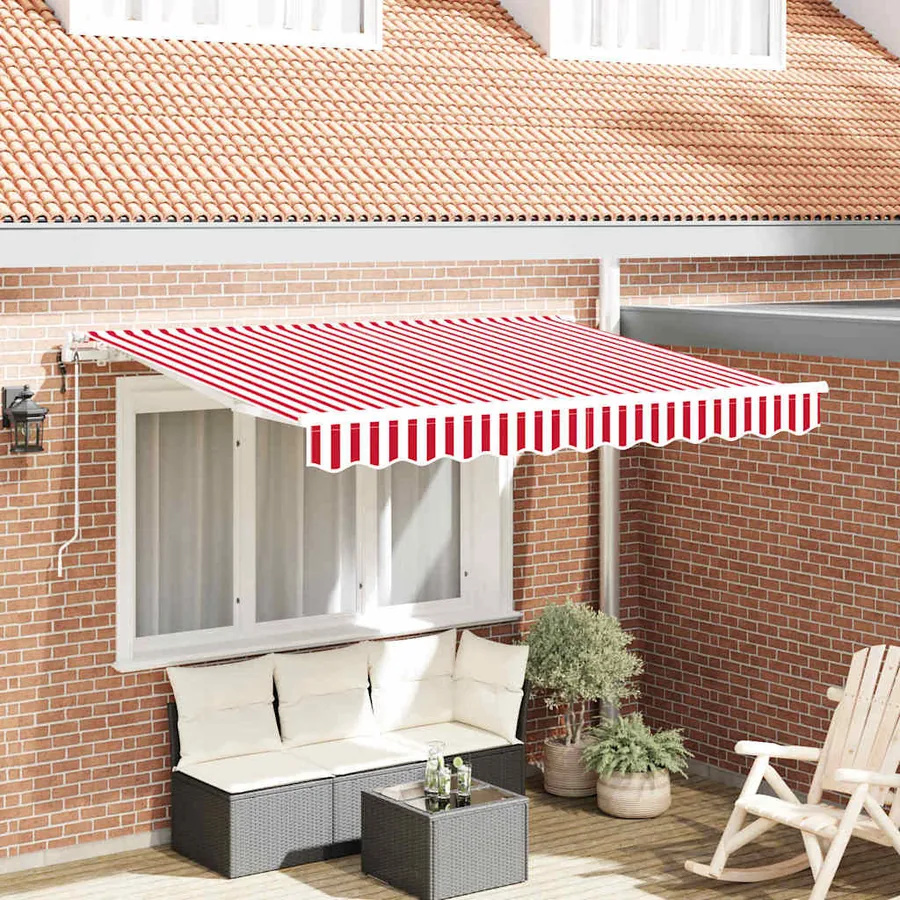 Auvent Rétractable Rouge 250 x 200 cm tissu