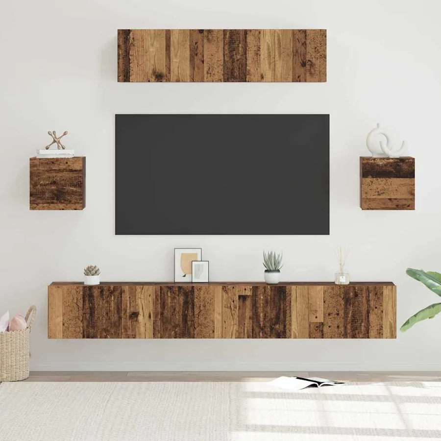 Ensemble meuble TV 7 pcs Bois Ancien Bois d'ingénierie