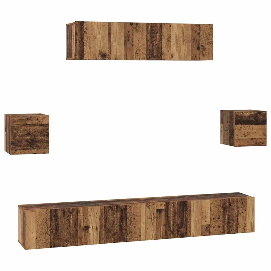 Ensemble meuble TV 7 pcs Bois Ancien Bois d'ingénierie - 2