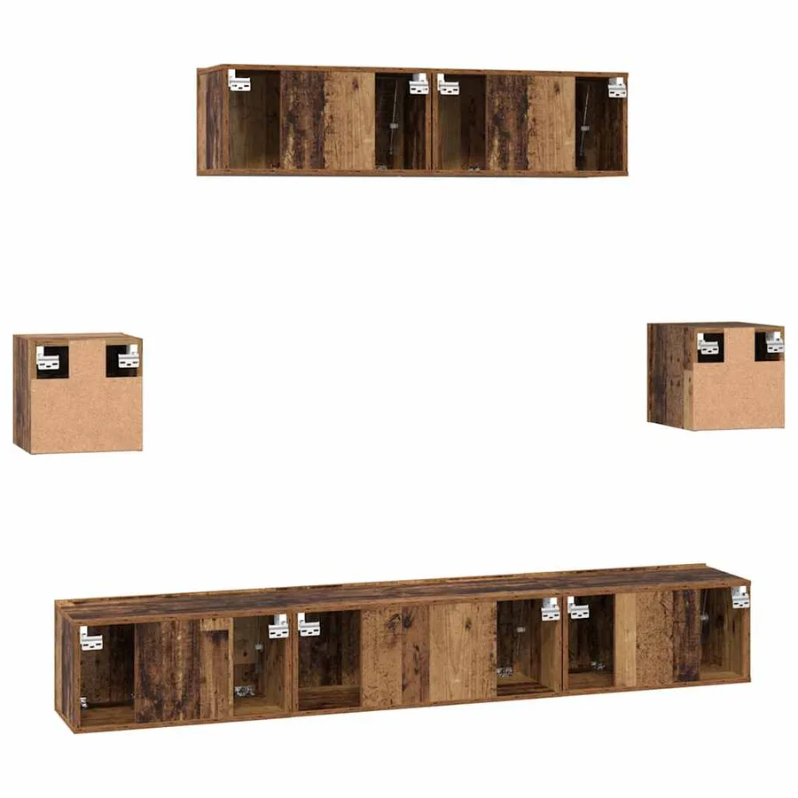 Ensemble meuble TV 7 pcs Bois Ancien Bois d'ingénierie - 8