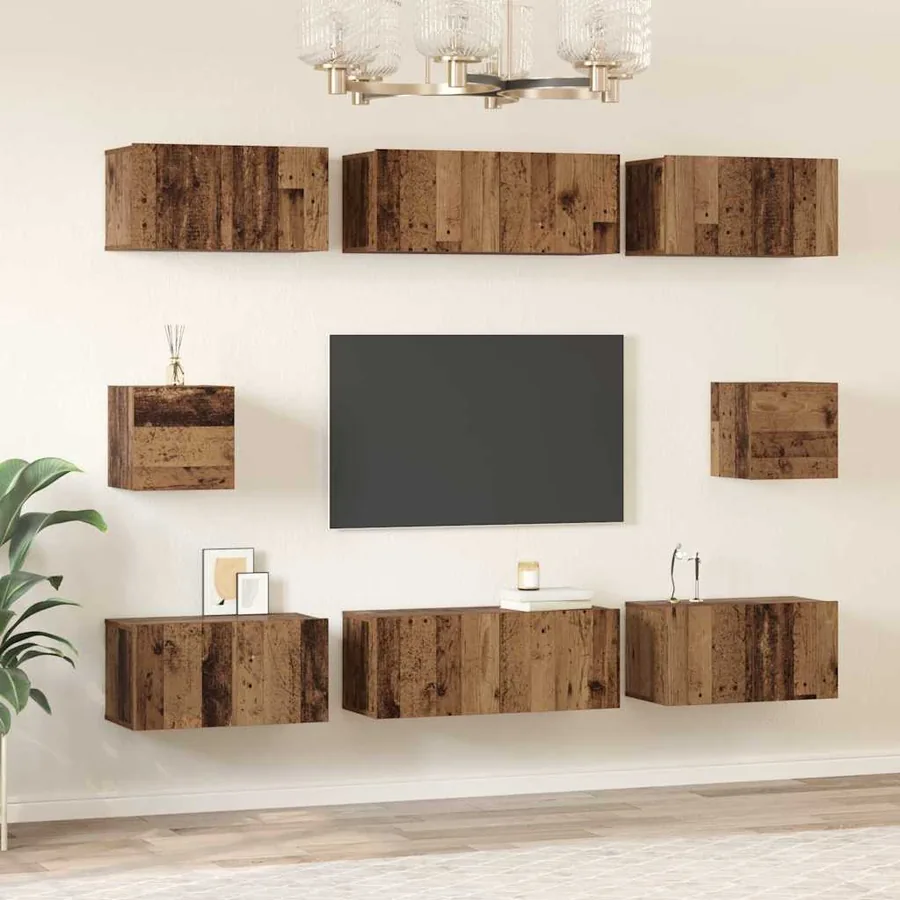 Ensemble meuble TV 8 pcs Bois Ancien Bois d'ingénierie - 4