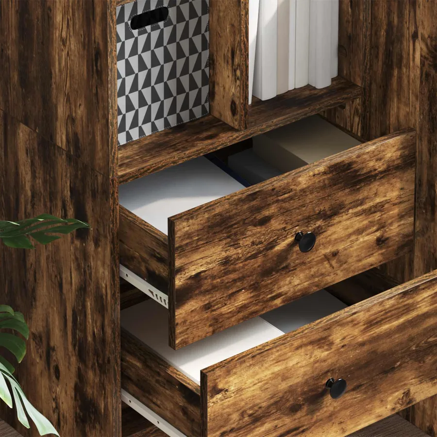 Haut Armoire avec tiroir Chêne fumé 45,5 x 34 x 127 cm - 4