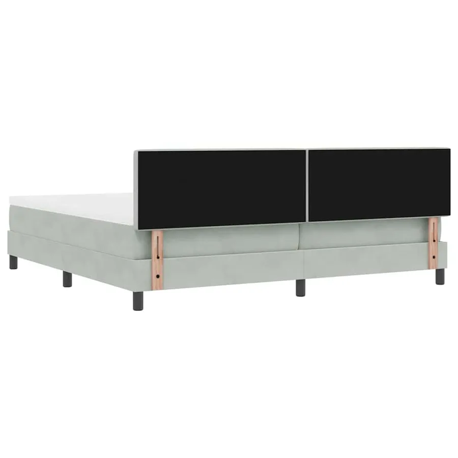 Lit à ressorts avec matelas Gris clair 200 x 200 cm Velours - 9