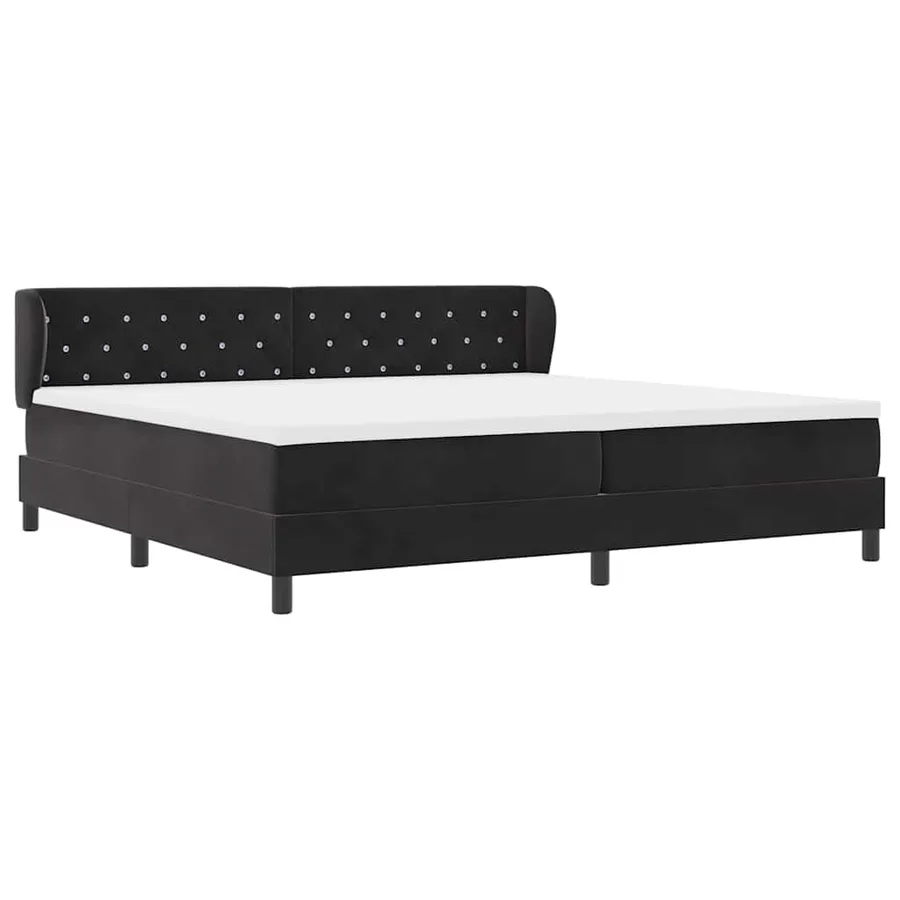 Lit à ressorts avec matelas Noir 200 x 200 cm Velours - 5