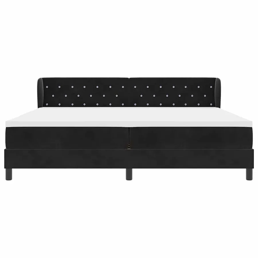 Lit à ressorts avec matelas Noir 200 x 200 cm Velours - 6