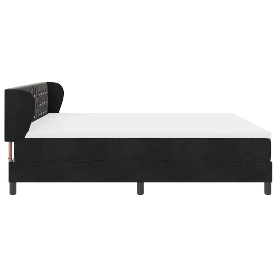 Lit à ressorts avec matelas Noir 200 x 200 cm Velours - 7