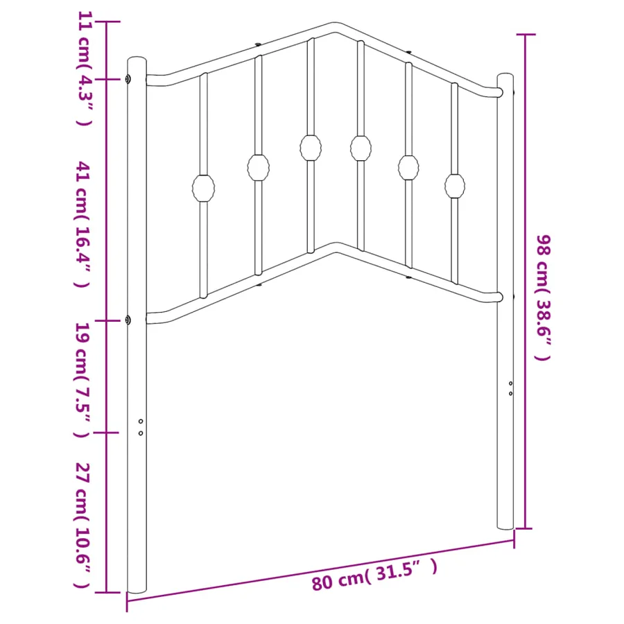 Tête de lit de remplacement métal blanc 75 cm - 6