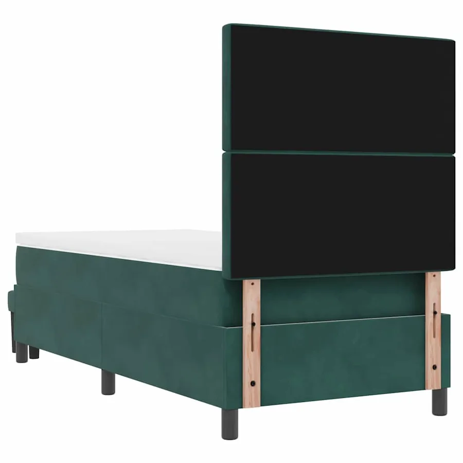 Lit à ressorts avec coussin Vert foncé 200 x 100 cm Velours - 10