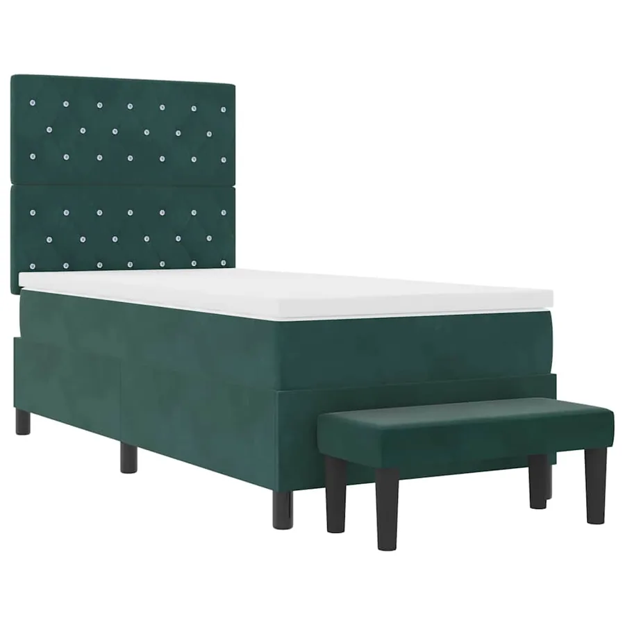 Lit à ressorts avec coussin Vert foncé 200 x 100 cm Velours - 7
