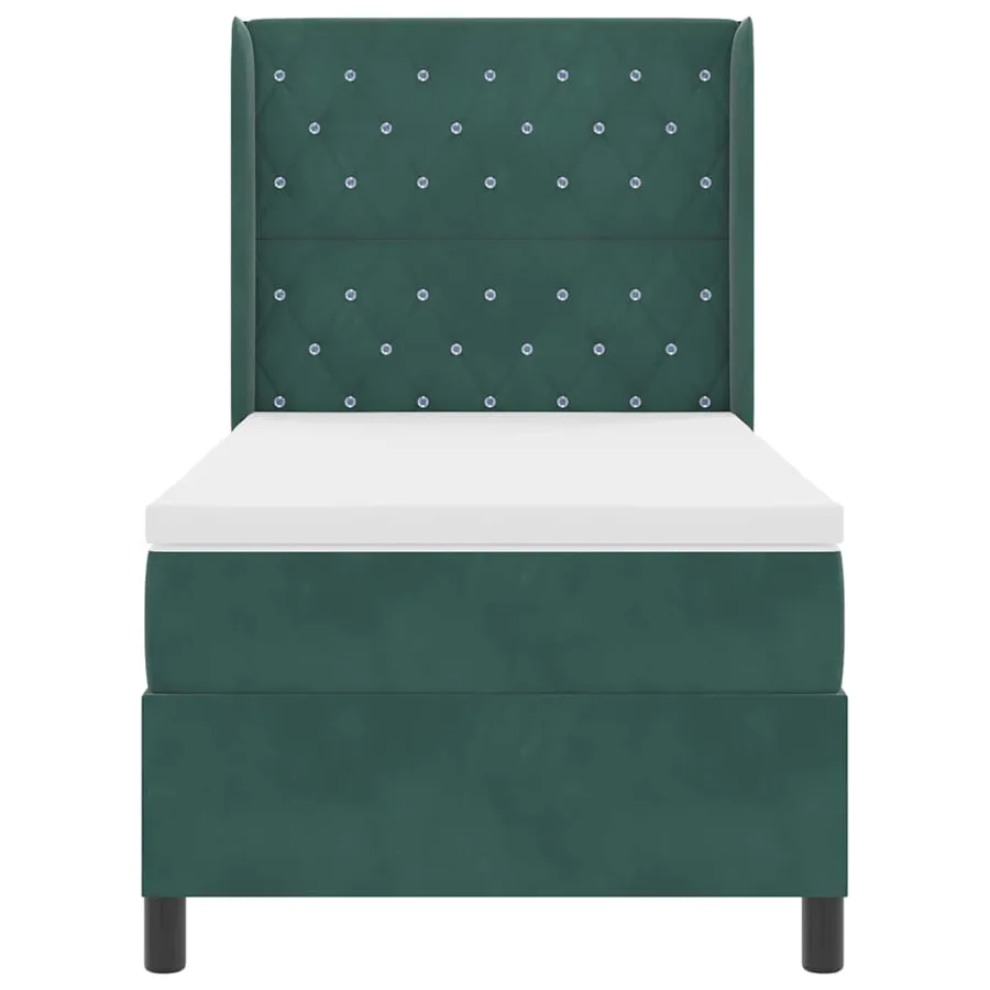 Lit à ressorts avec matelas Vert foncé 100 x 200 cm Velours - 7
