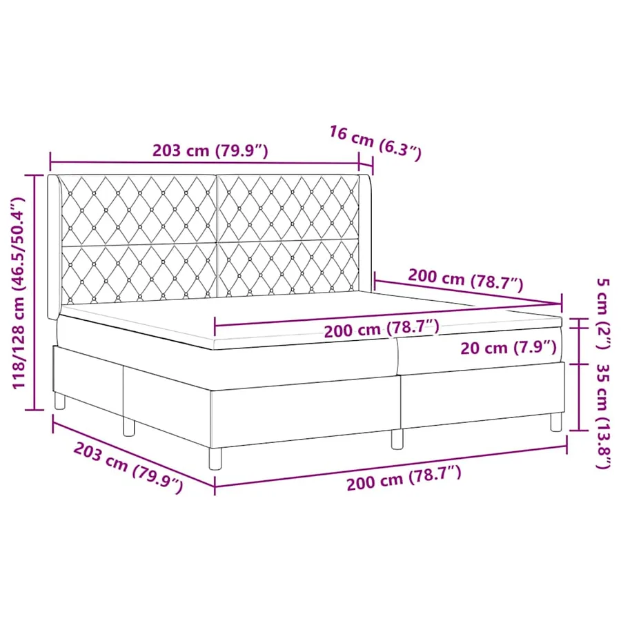 Lit à ressorts avec matelas Gris clair 200 x 200 cm Velours - 12