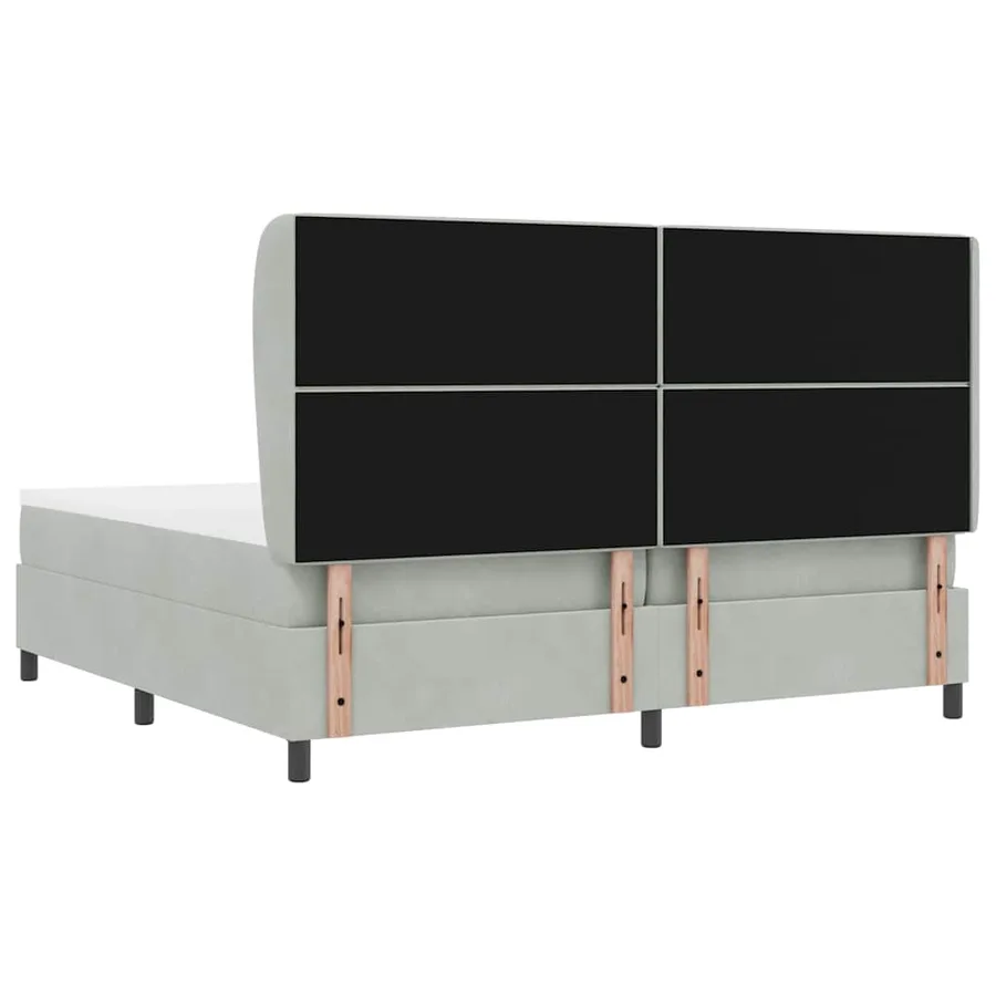 Lit à ressorts avec matelas Gris clair 200 x 200 cm Velours - 9