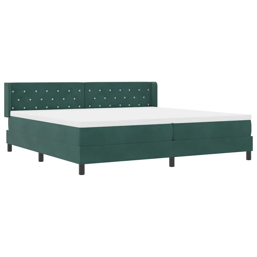 Lit à ressorts avec tête de lit Vert foncé 200 x 200 cm Velours - 6