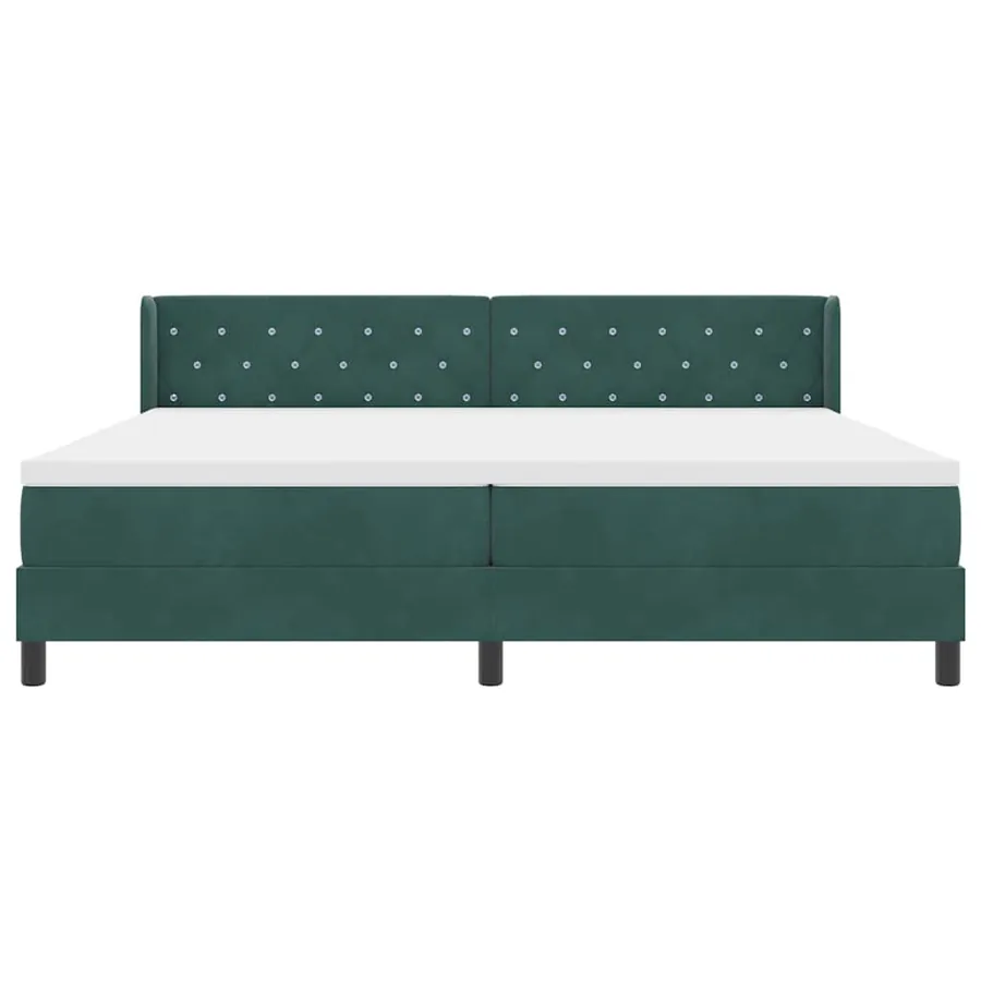 Lit à ressorts avec tête de lit Vert foncé 200 x 200 cm Velours - 7