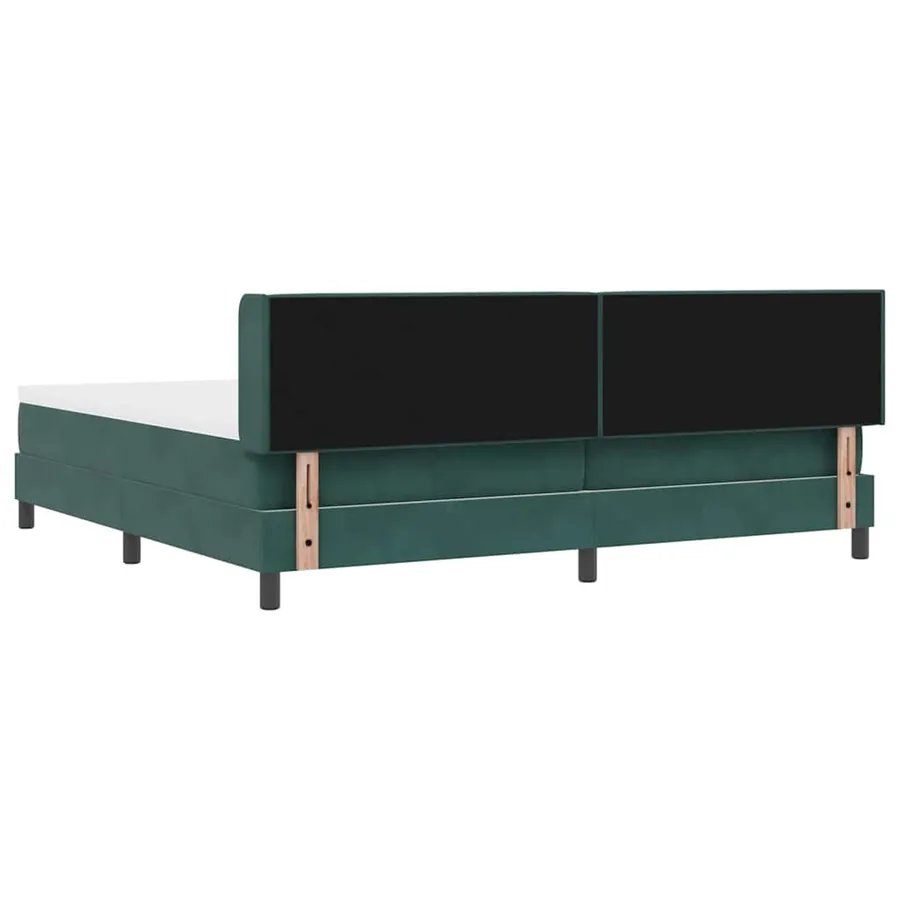 Lit à ressorts avec tête de lit Vert foncé 200 x 200 cm Velours - 9