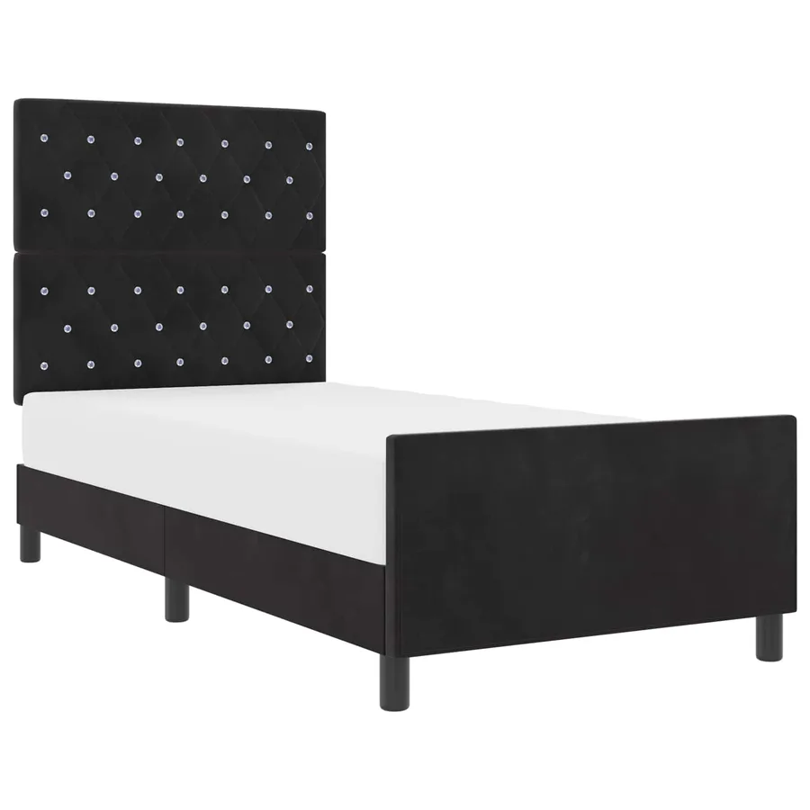 Lit à ressorts avec tête de lit Noir 100 x 200 cm Velours - 2