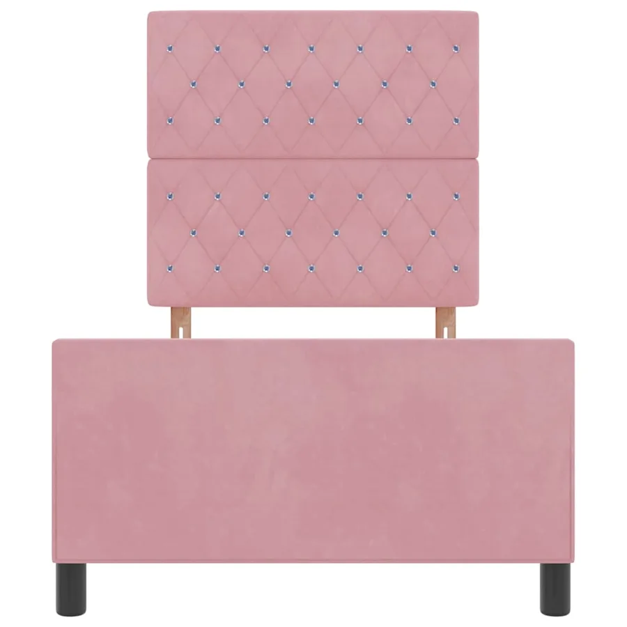 Lit à ressorts avec tête de lit Rose 100 x 200 cm Velours - 7