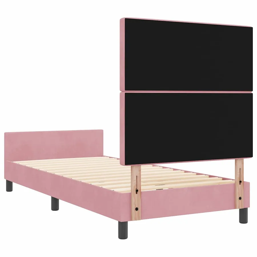 Lit à ressorts avec tête de lit Rose 100 x 200 cm Velours - 9