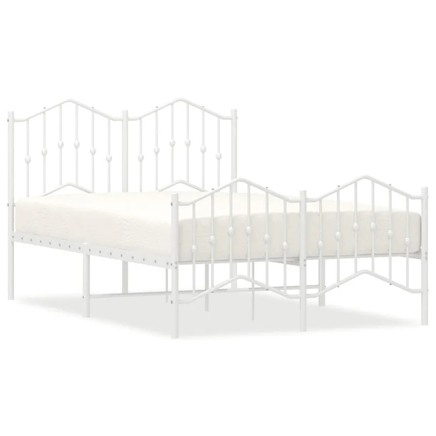 Cadre de lit métal sans matelas et pied de lit blanc 120x190 cm - 2