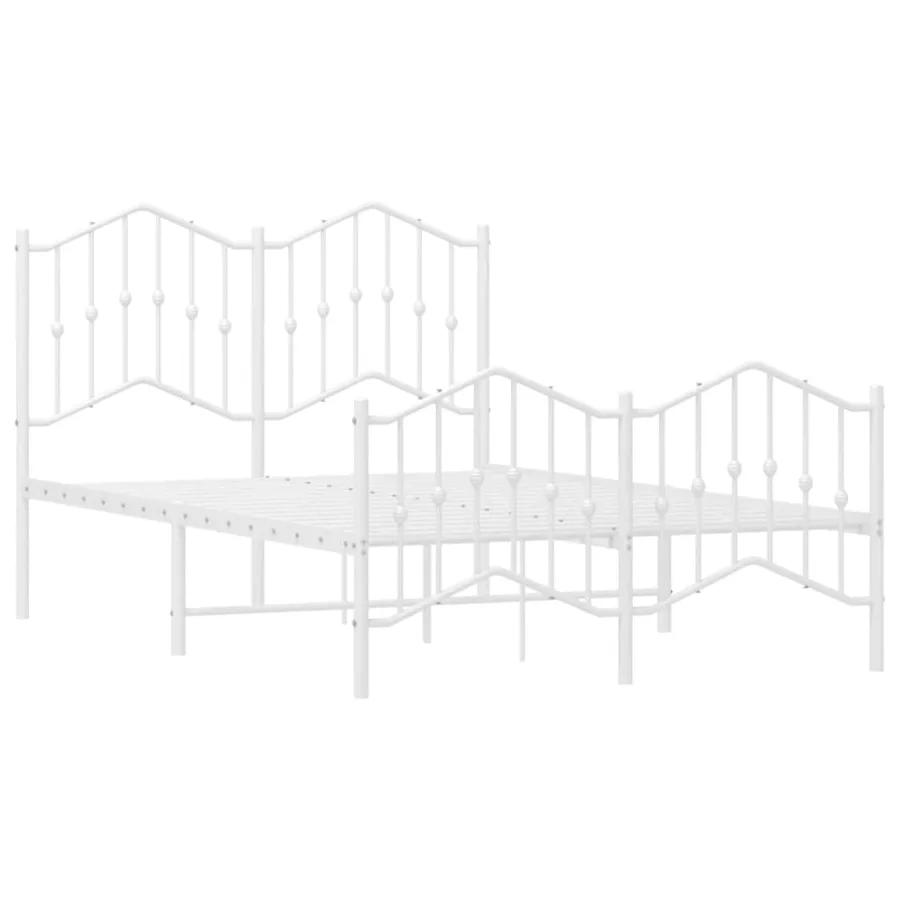 Cadre de lit métal sans matelas et pied de lit blanc 120x190 cm - 4