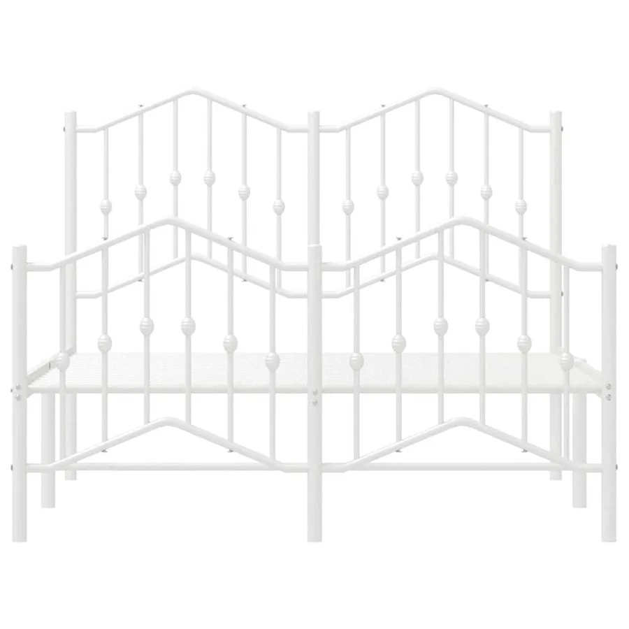 Cadre de lit métal sans matelas et pied de lit blanc 120x190 cm - 5
