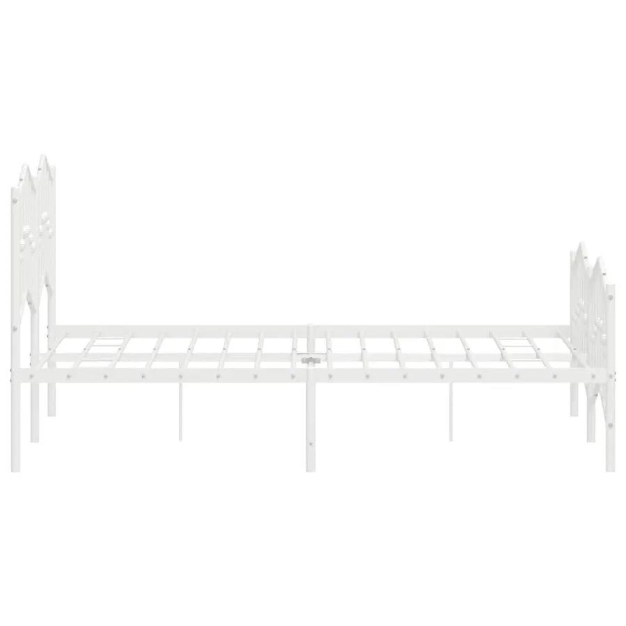Cadre de lit métal sans matelas et pied de lit blanc 120x190 cm - 6