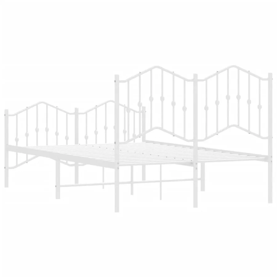 Cadre de lit métal sans matelas et pied de lit blanc 120x190 cm - 7