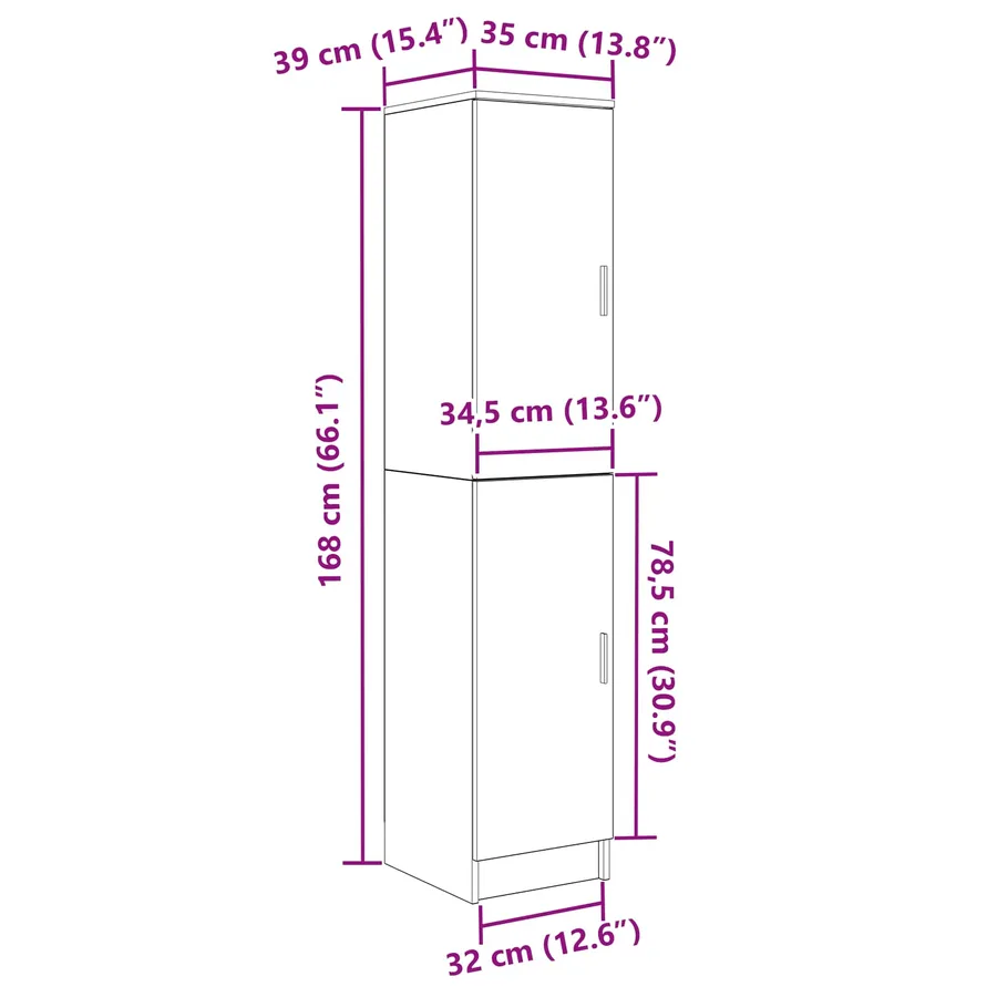 Haut Armoire Blanc 35 x 39 x 168 cm - 14