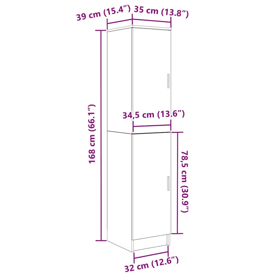 Haut Armoire Blanc 35 x 39 x 168 cm - 16