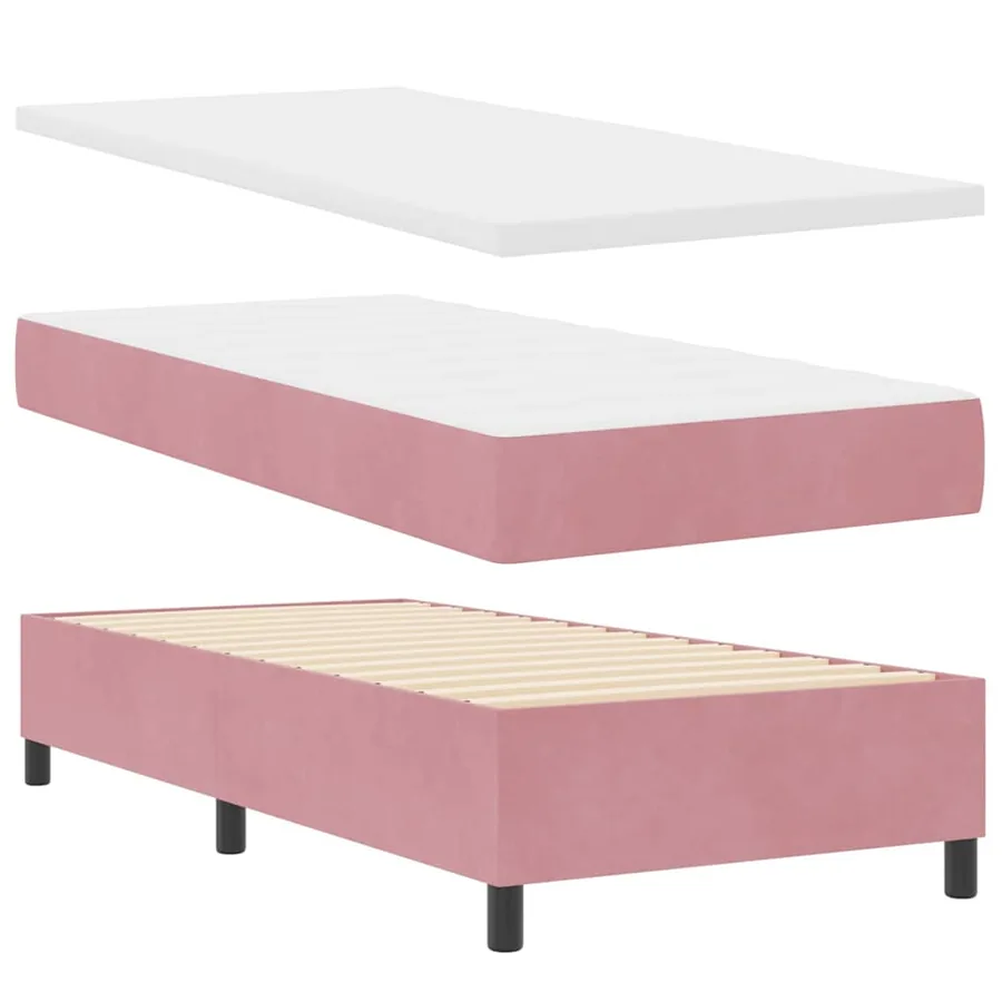 Lit à ressorts avec matelas Rose 100 x 200 cm Velours - 5