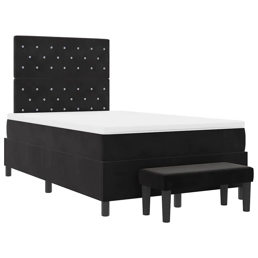Lit à ressorts avec coussin Noir 190 x 120 cm Velours - 7