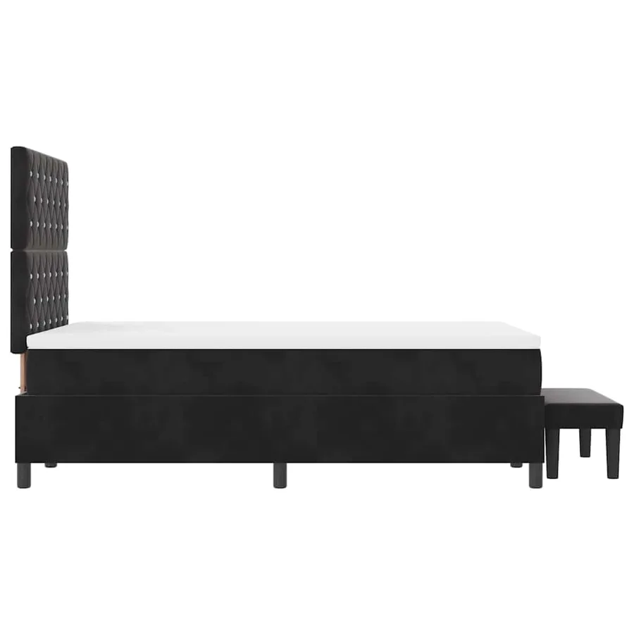 Lit à ressorts avec coussin Noir 190 x 120 cm Velours - 9