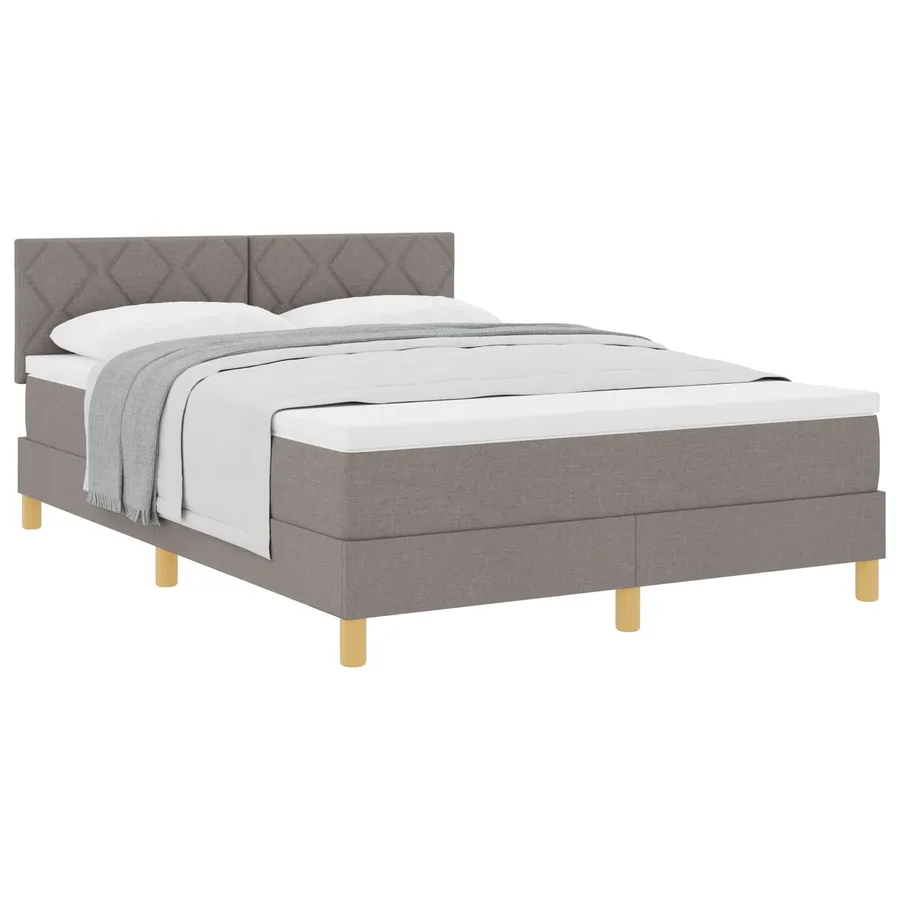 Lit à ressorts avec coussin Taupe 160 x 200 cm tissu - 2