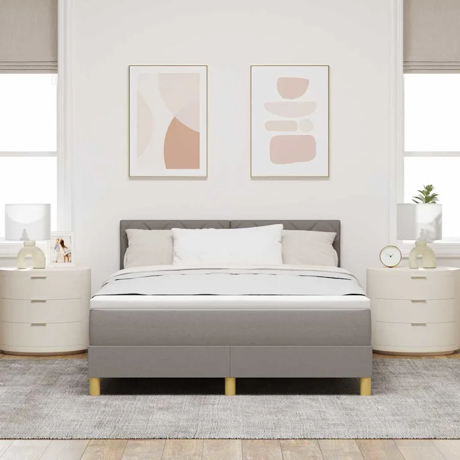 Lit à ressorts avec coussin Taupe 160 x 200 cm tissu - 3