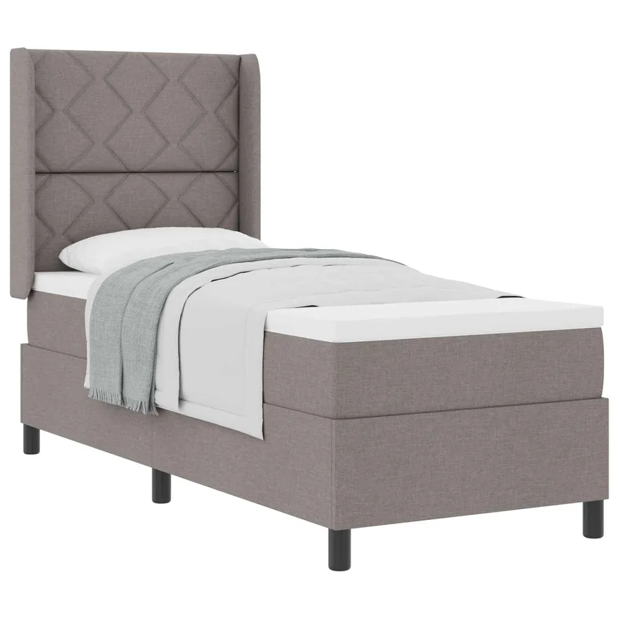 Lit à ressorts avec coussin Taupe 200 x 80 cm tissu - 2
