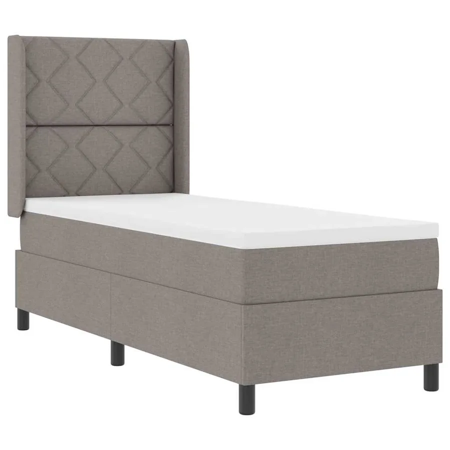 Lit à ressorts avec coussin Taupe 200 x 80 cm tissu - 3