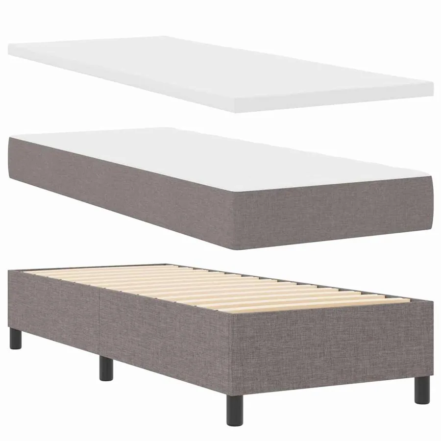 Lit à ressorts avec coussin Taupe 200 x 80 cm tissu - 4