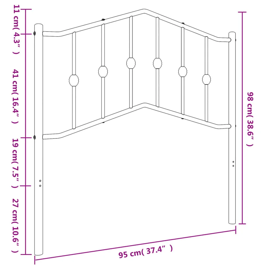 Tête de lit de remplacement métal blanc 90 cm - 6