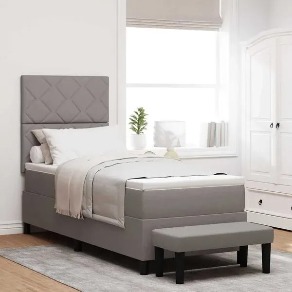 Lit à ressorts avec tête de lit Taupe 80 x 200 cm tissu