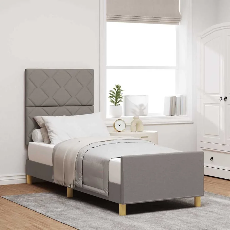 Cadre de lit avec tête de lit Taupe 80 x 200 cm tissu