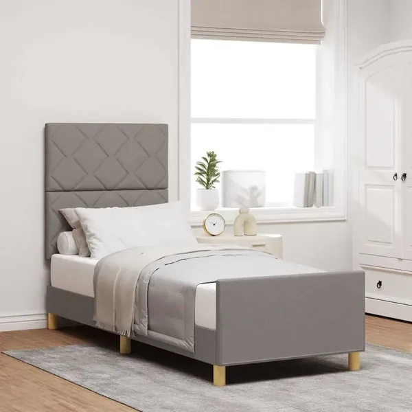 Cadre de lit avec tête de lit Taupe 80 x 200 cm tissu