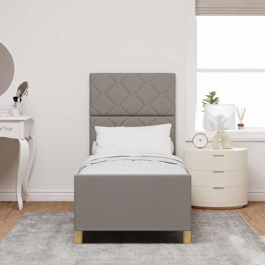Cadre de lit avec tête de lit Taupe 80 x 200 cm tissu - 3