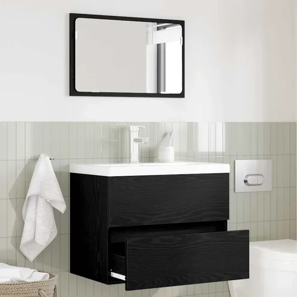 Ensemble de mobilier de salle de bain 2 pcs Chêne noir