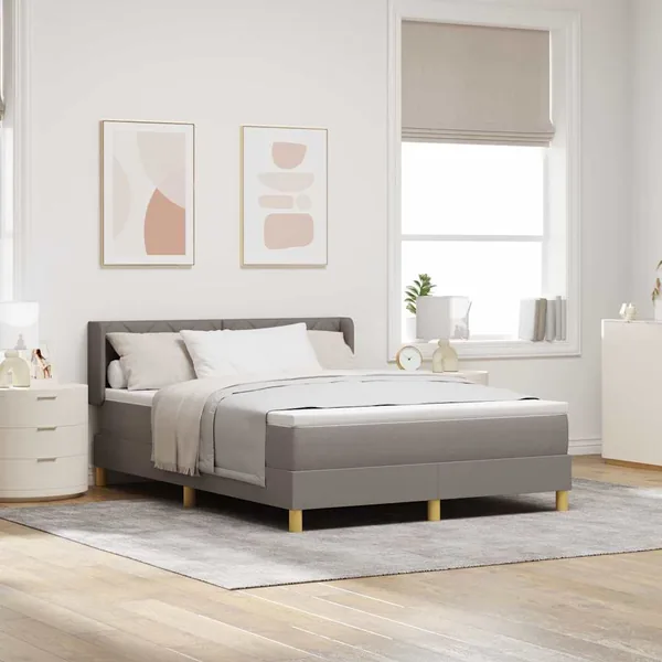Lit à ressorts avec tête de lit Taupe 200 x 160 cm tissu