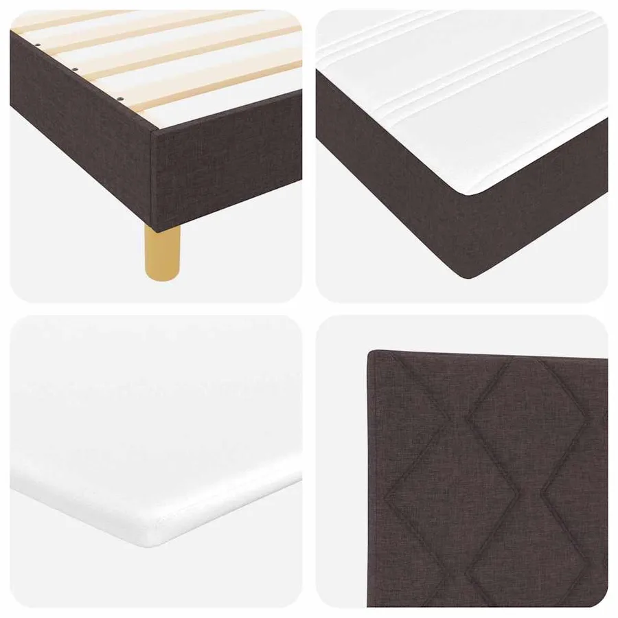 Lit à ressort LED Marron foncé 100 x 200 cm tissu - 11