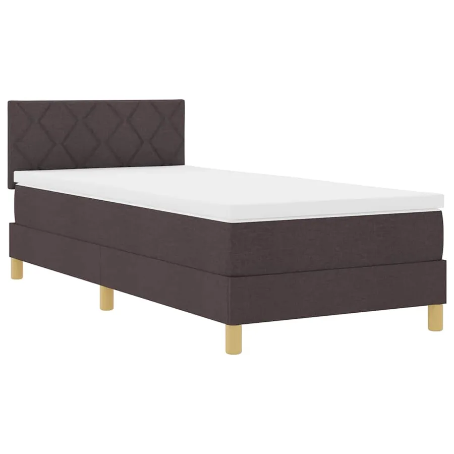 Lit à ressort LED Marron foncé 100 x 200 cm tissu - 2